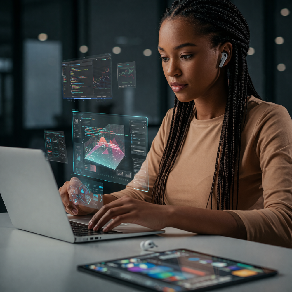 Espace de travail technologique futuriste